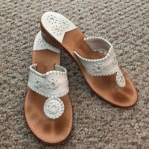 Jack Rogers Demi Wedge Sandals - White Leather